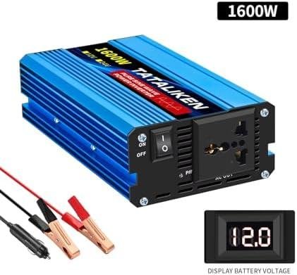         Inversor de tensão solar, 1600W de pico, onda senoidal pura, 400W uso real contínuo, 12v-110v, ideal para veículos e pequenas instalações de geração de energia solar       