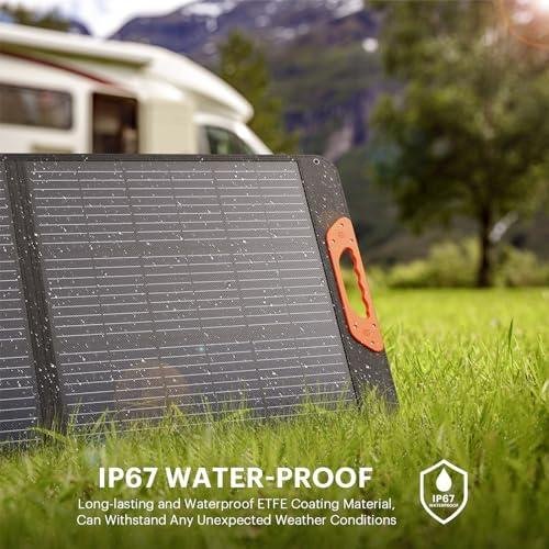         ZOUPW 100W Portable Solar Panel,Fordable Solar Cell Solar Charger MC-4 Cable for Power Station,USB-A and Type-C Output,23.5% High Efficiency IP67 Water& Dustproof for Camping RV Trip Van Travel       