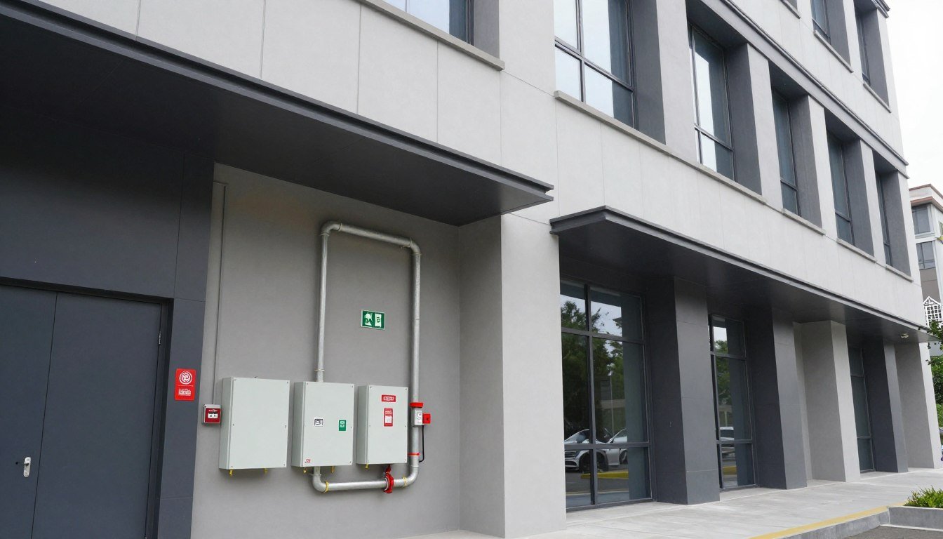 Retrofit e segurança contra incêndio em edifício moderno com sistemas atualizados