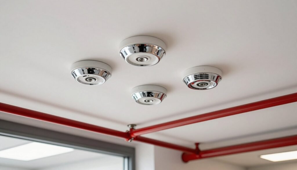 Sistema moderno de sprinklers e detecção de incêndio instalado em retrofit